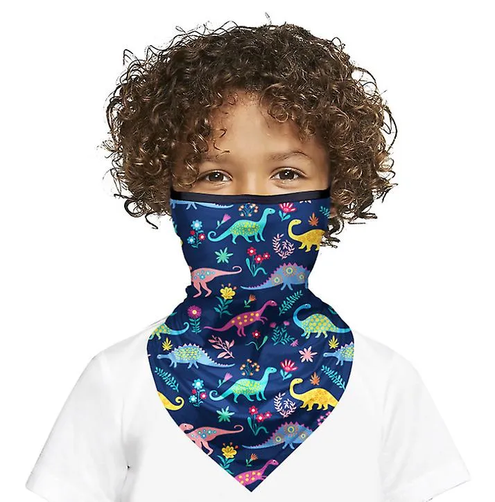 2Pcs 7# Children's ear-mounted cycling mask, ice silk mesh, breathable and sunscreen sports headscarf AZ10686