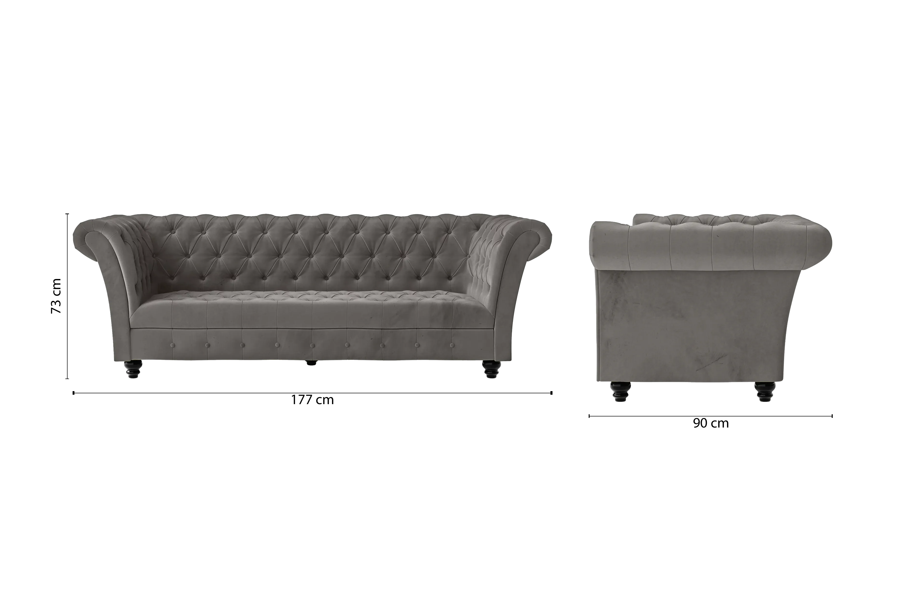 Civita 2 Seater Sofa Grey Velvet