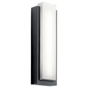 Dahlia 25 In 2-Lights LED Outdoor Wall Light With Painted White Inside Glass, Black Finish