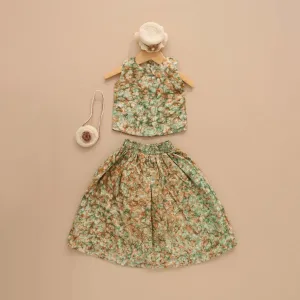 Earthy Marble - Green & Brown Skirt and Top Set