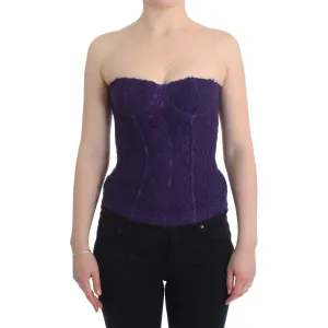 Ermanno Scervino Purple Lace Silk Blend Bustier Corset