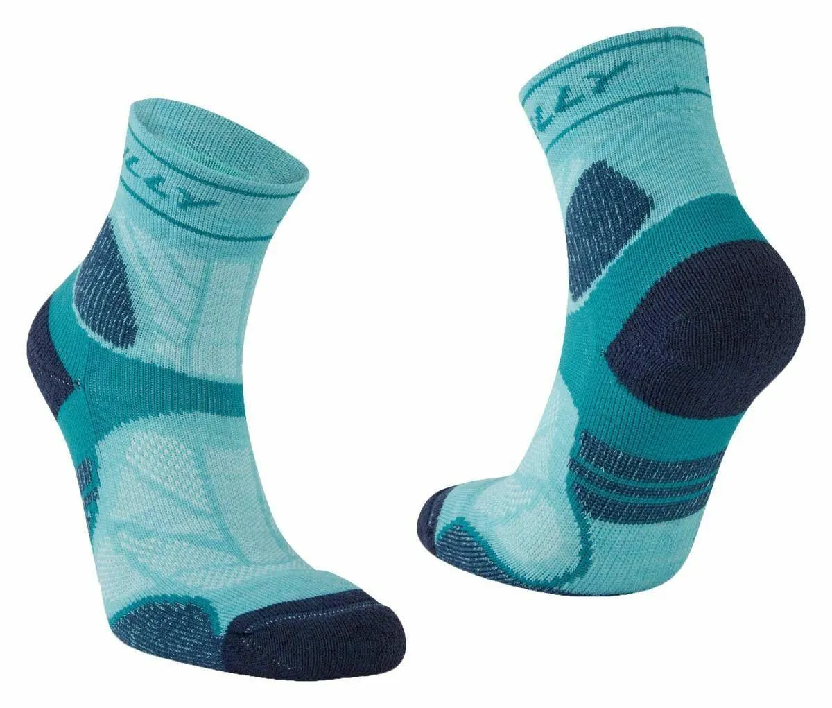 Hilly Womens Trail Anklet Max Cushion Sports Running Socks - Peppermint / Teal