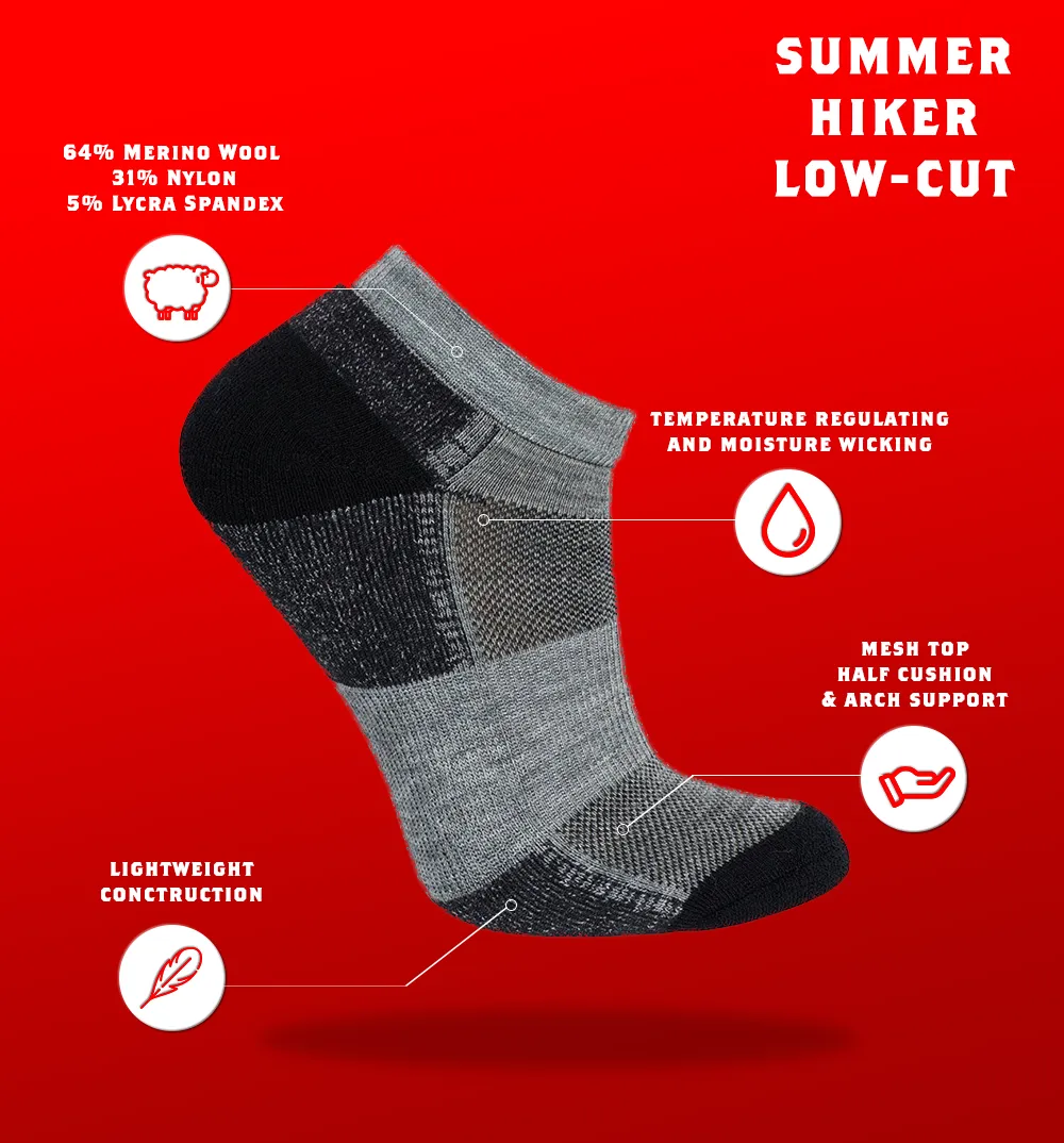 J.B. Field's Hiking "Summer Hiker" Merino Wool Low-Cut Ankle Socks