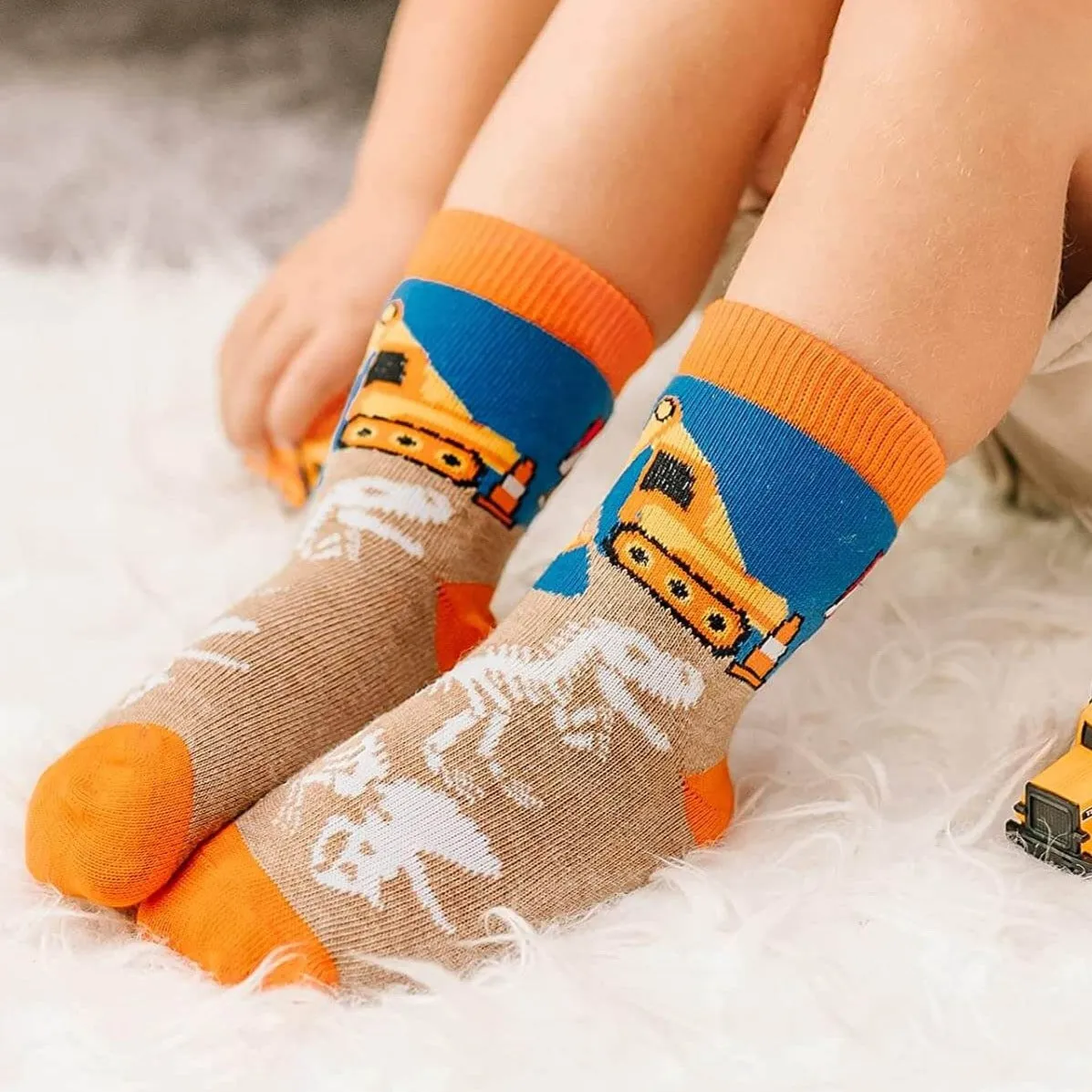 Jefferies Socks Construction Dinosaurs Crew Socks 6 Pair Pack