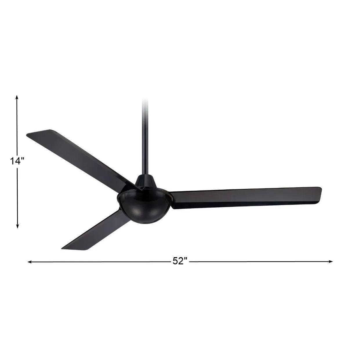 Kewl 52" Black Modern Indoor Ceiling Fan with Wall Control