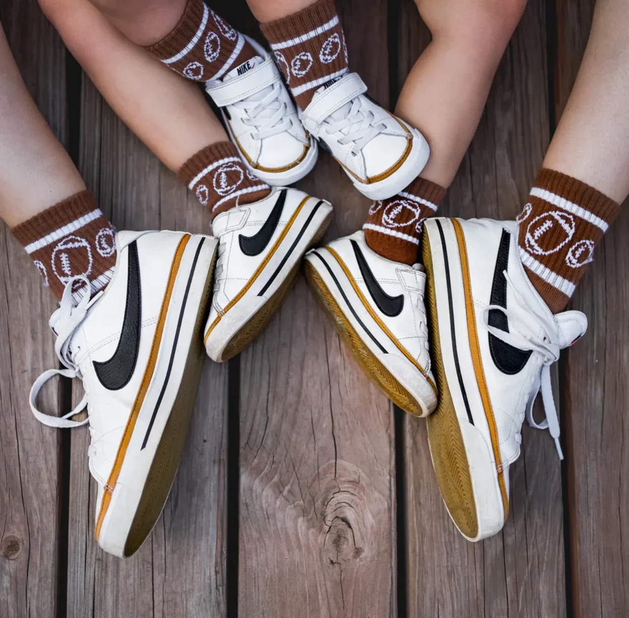 Kickin It Up Socks - Brown with Footballs