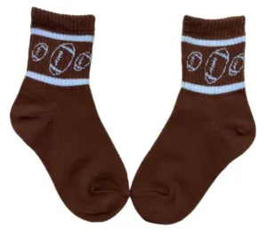 Kickin It Up Socks - Brown with Footballs