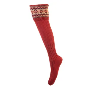 Lady Fairisle Country and shooting socks - Chestnut