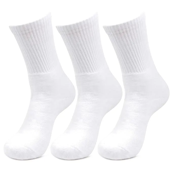 Men Cushioned White Joggers Crew Sports Socks- Pack of 3
