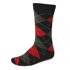 Men's Black and Red Argyle Socks
