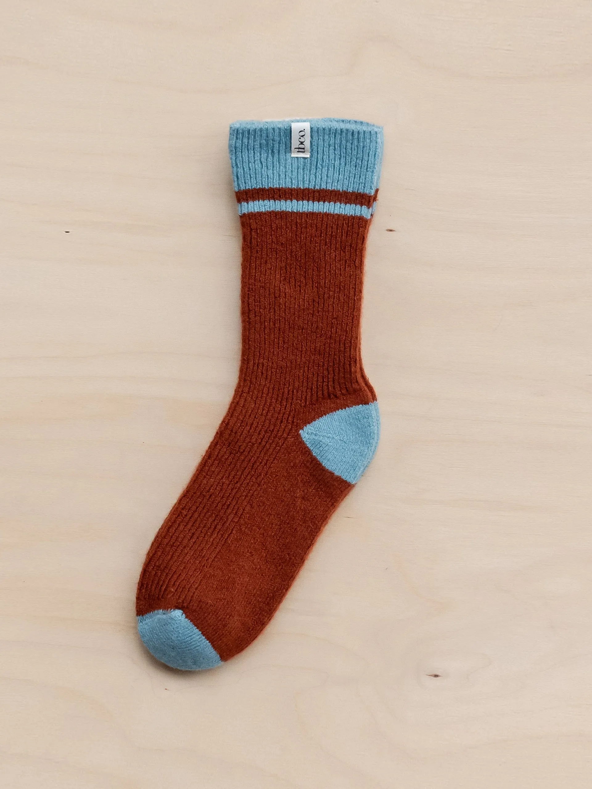 Merino striped socks in rust