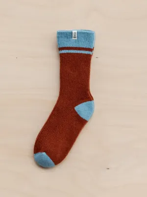 Merino striped socks in rust
