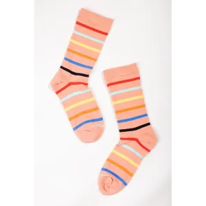 Multicoloured Stripe 3 Pack Ladies Socks