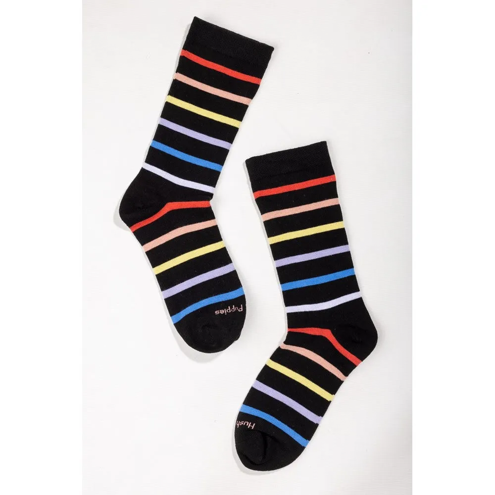 Multicoloured Stripe 3 Pack Ladies Socks