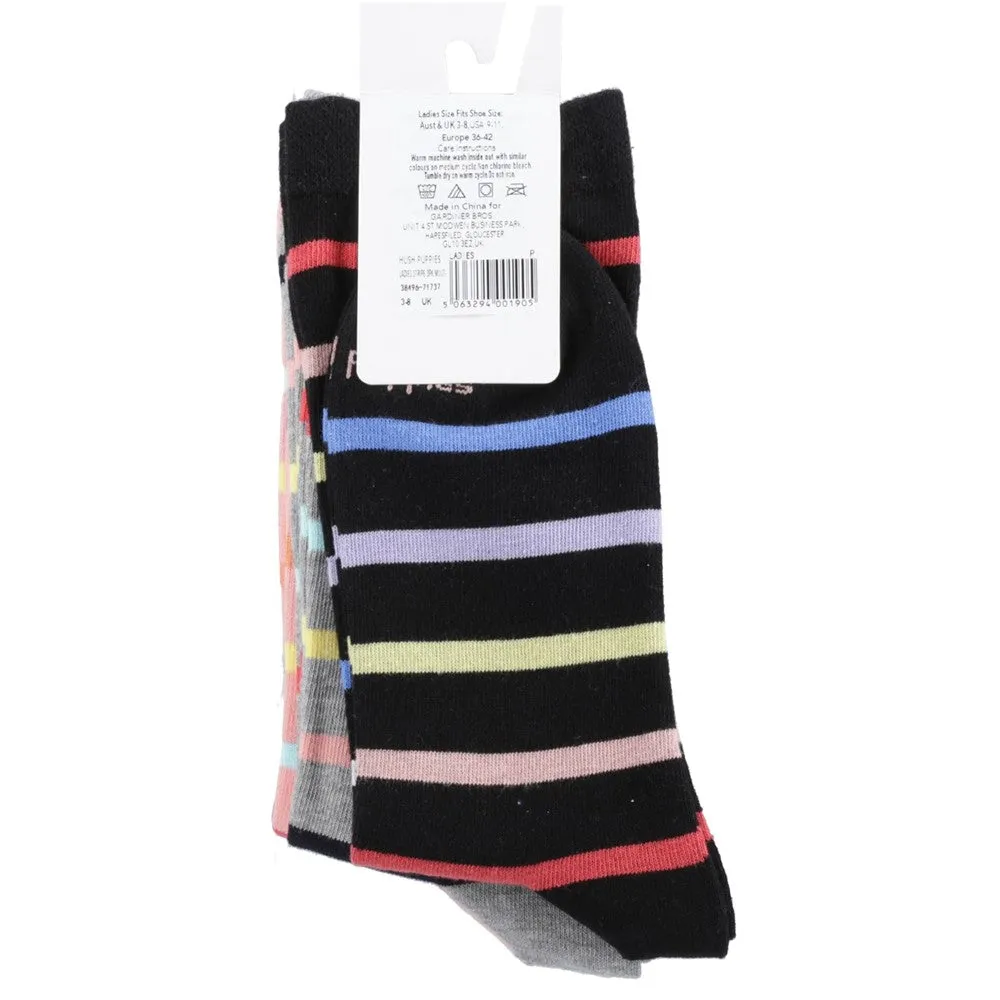 Multicoloured Stripe 3 Pack Ladies Socks