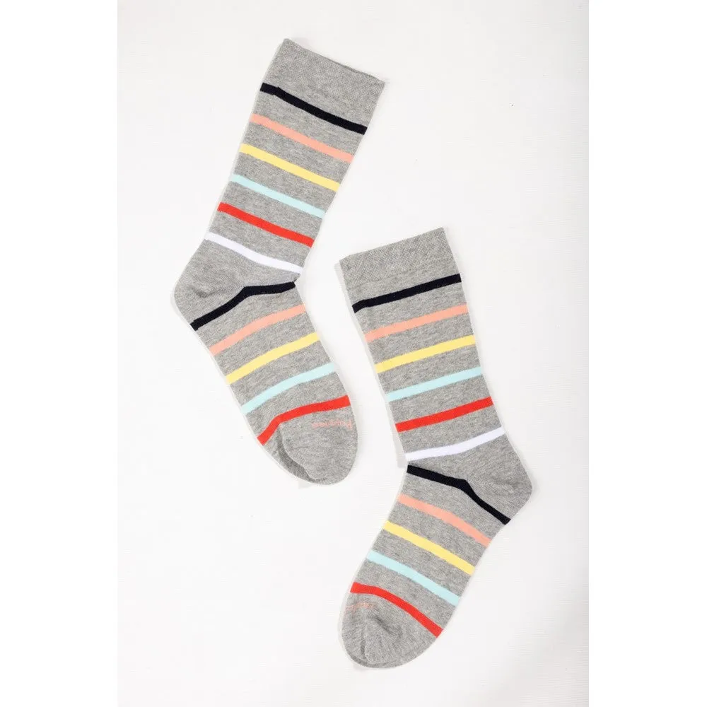 Multicoloured Stripe 3 Pack Ladies Socks