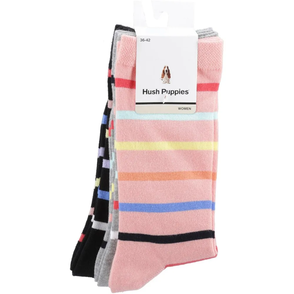 Multicoloured Stripe 3 Pack Ladies Socks
