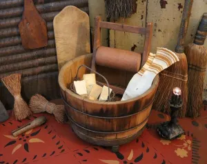 Old Staved Bucket Washday Gathering