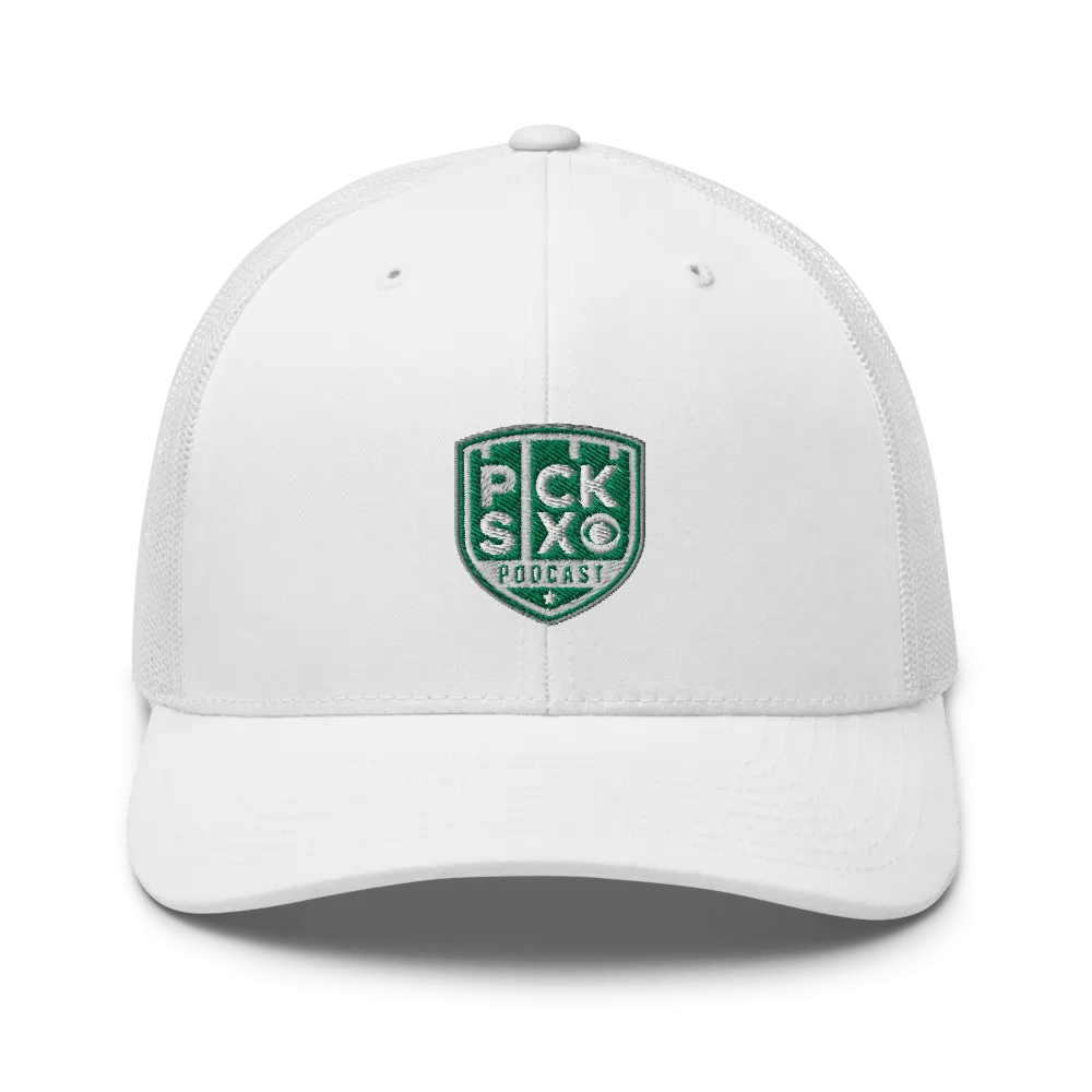 Pick Six Podcast Logo Retro Trucker Hat