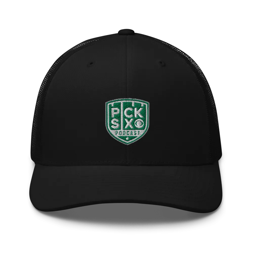 Pick Six Podcast Logo Retro Trucker Hat