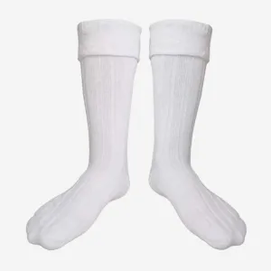 Premium Scottish White Kilt Hose - Traditional Kilt Socks for Authentic Style
