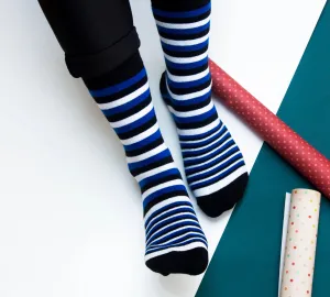 Stripes X -  Blue Unisex Crew Length Socks