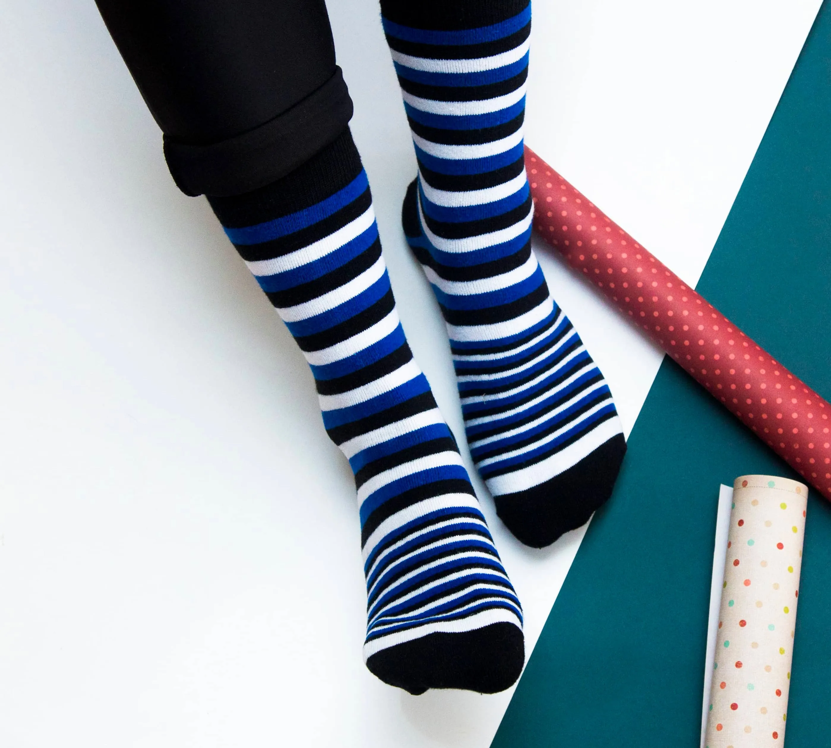 Stripes X -  Blue Unisex Crew Length Socks