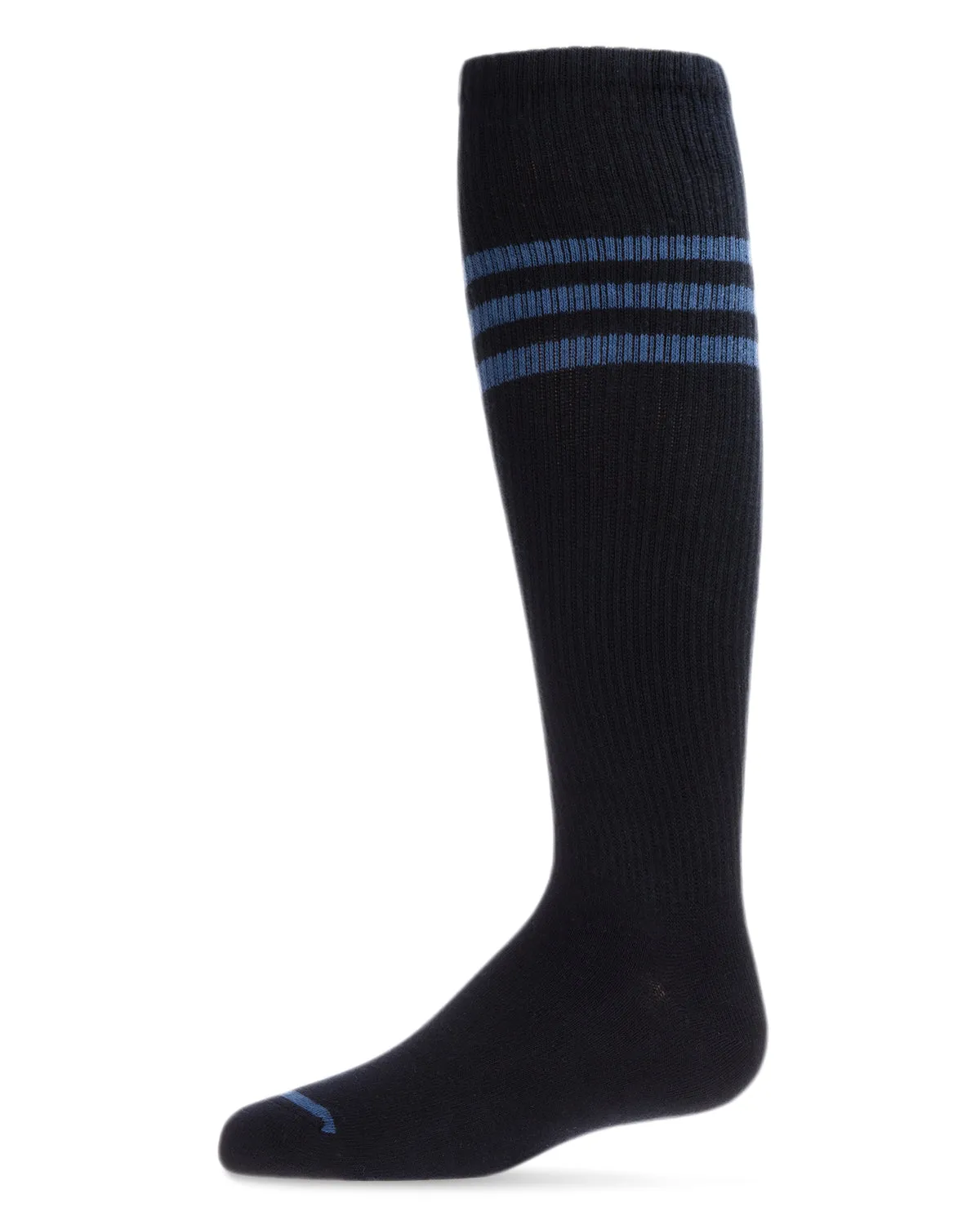 Thin Ribbed Sport Stripe Cotton Blend Knee High Socks