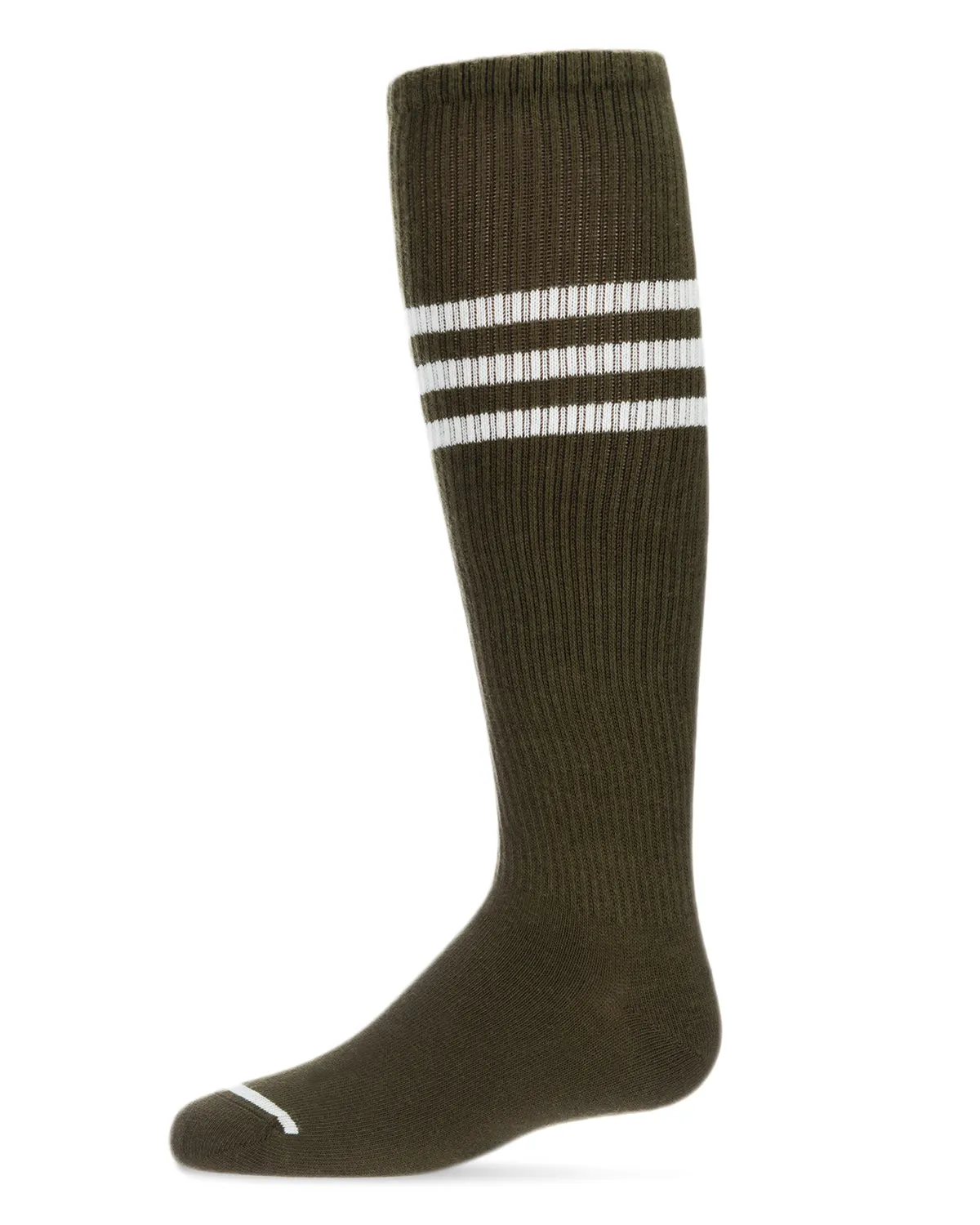 Thin Ribbed Sport Stripe Cotton Blend Knee High Socks