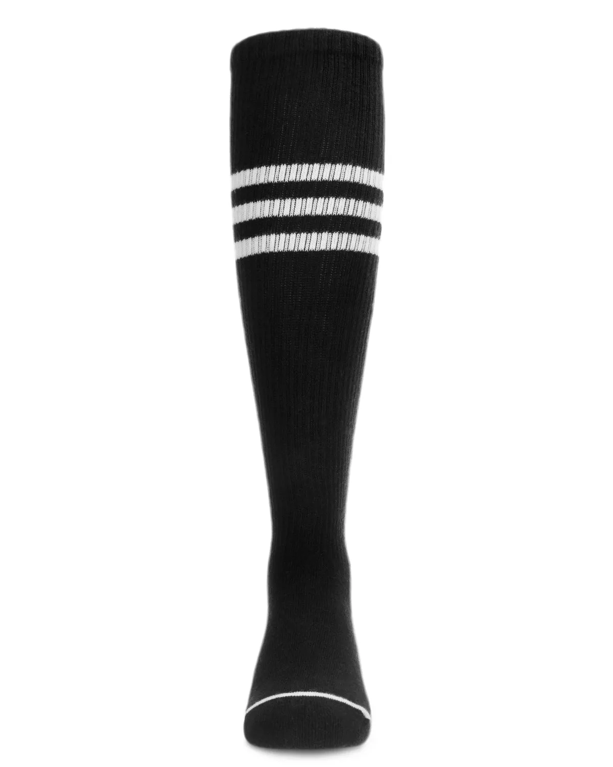 Thin Ribbed Sport Stripe Cotton Blend Knee High Socks