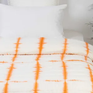 Traditional Handmade Orange Stripes Tie Dye Pure Cotton Jaipuri Razai