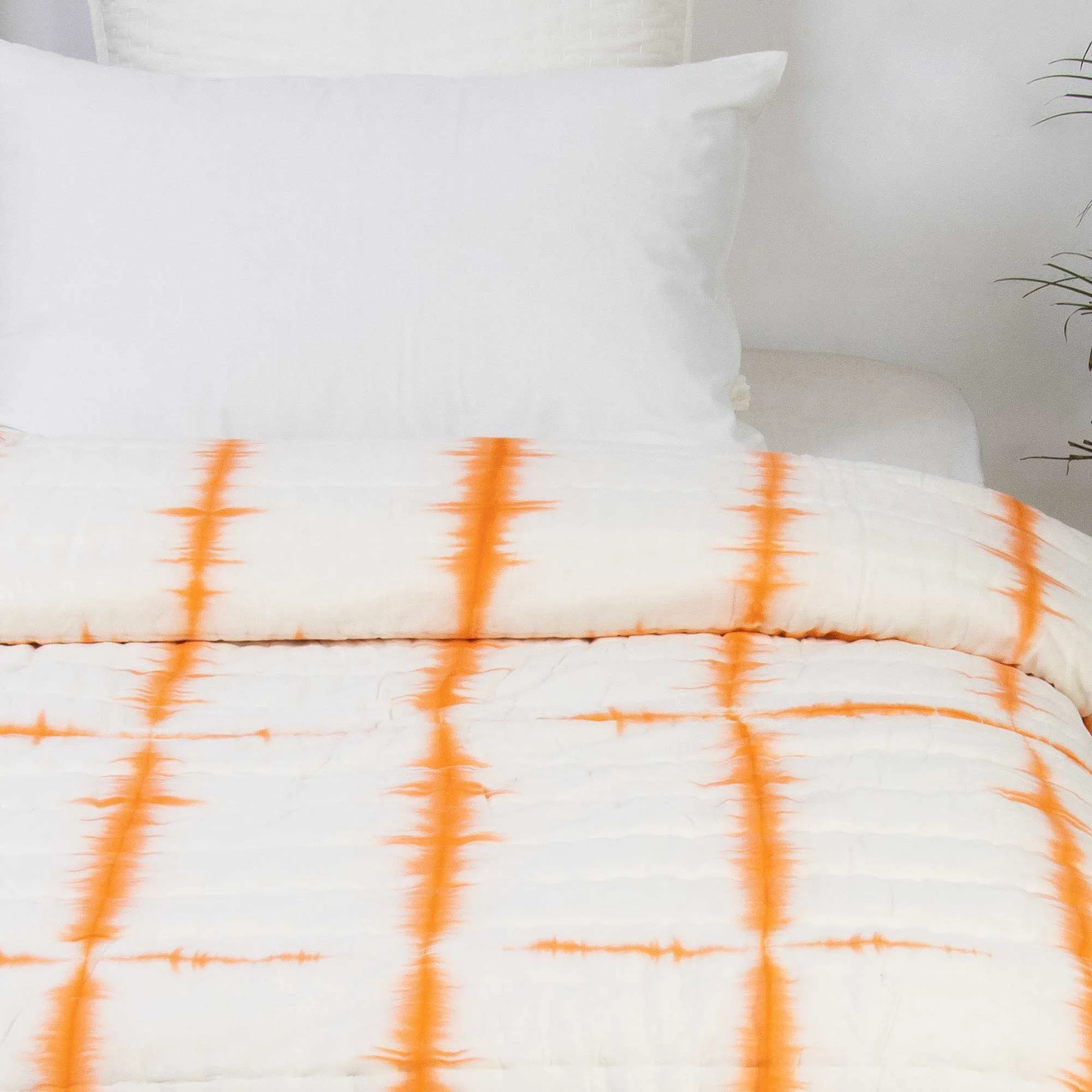 Traditional Handmade Orange Stripes Tie Dye Pure Cotton Jaipuri Razai