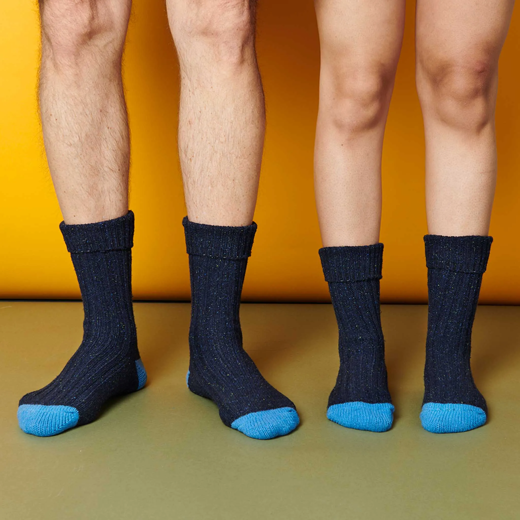 Unisex Navy & Blue Recycled Silk Blend Chunky Socks