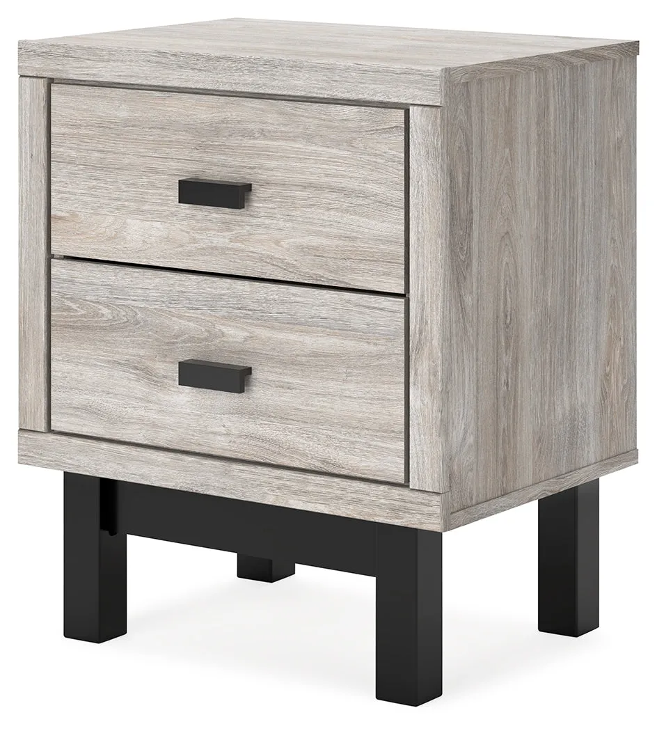 Vessalli King Panel Headboard with Mirrored Dresser, Chest and 2 Nightstands in Two-tone