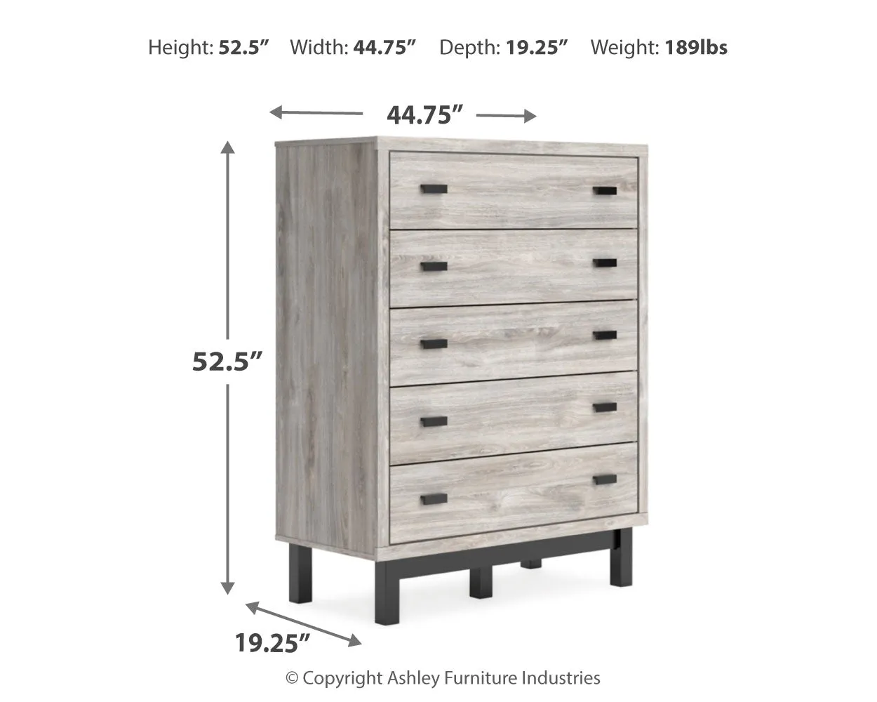 Vessalli Queen Panel Headboard with Mirrored Dresser and Chest in Two-tone