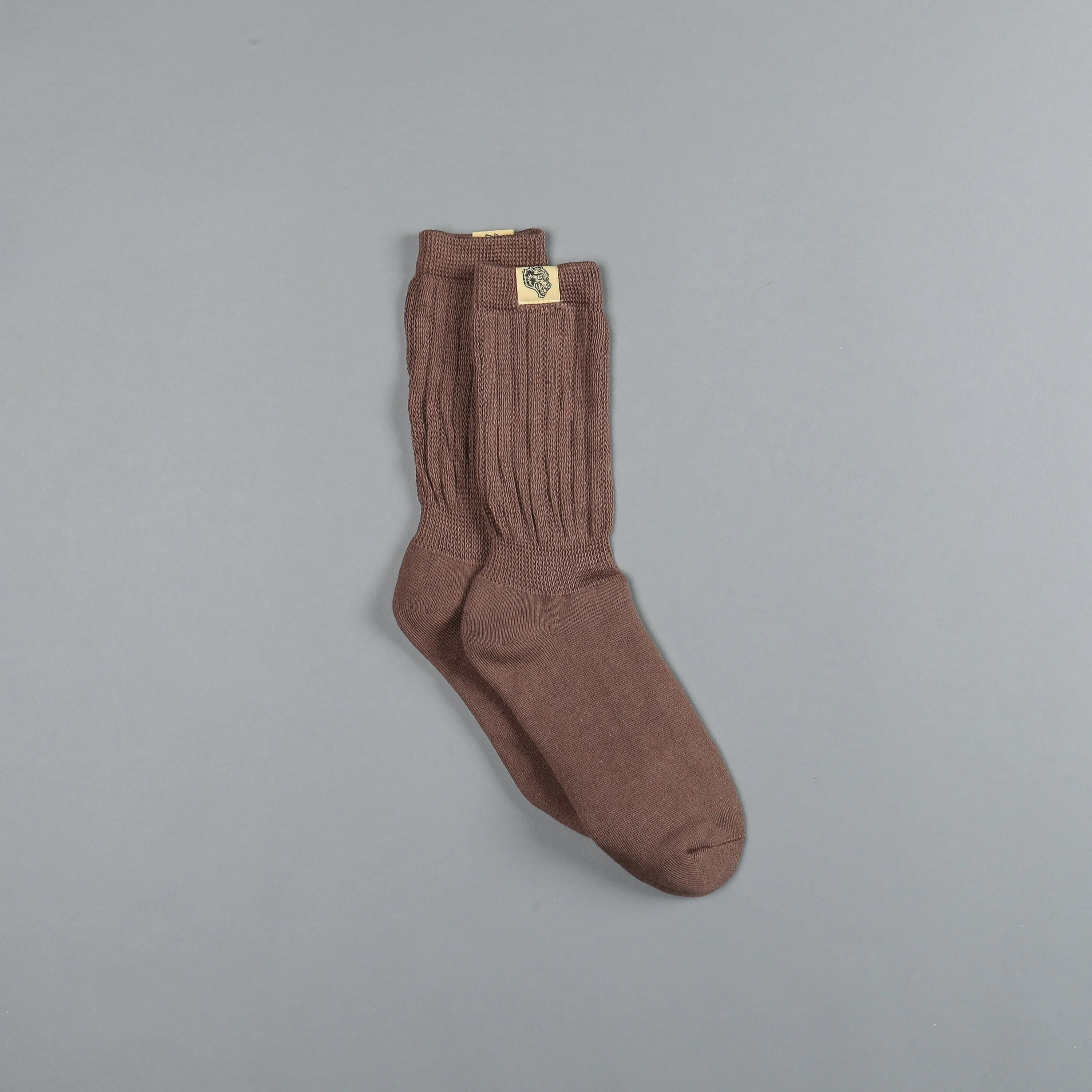 Wolf Patch Comfy Socks in Combat Brown