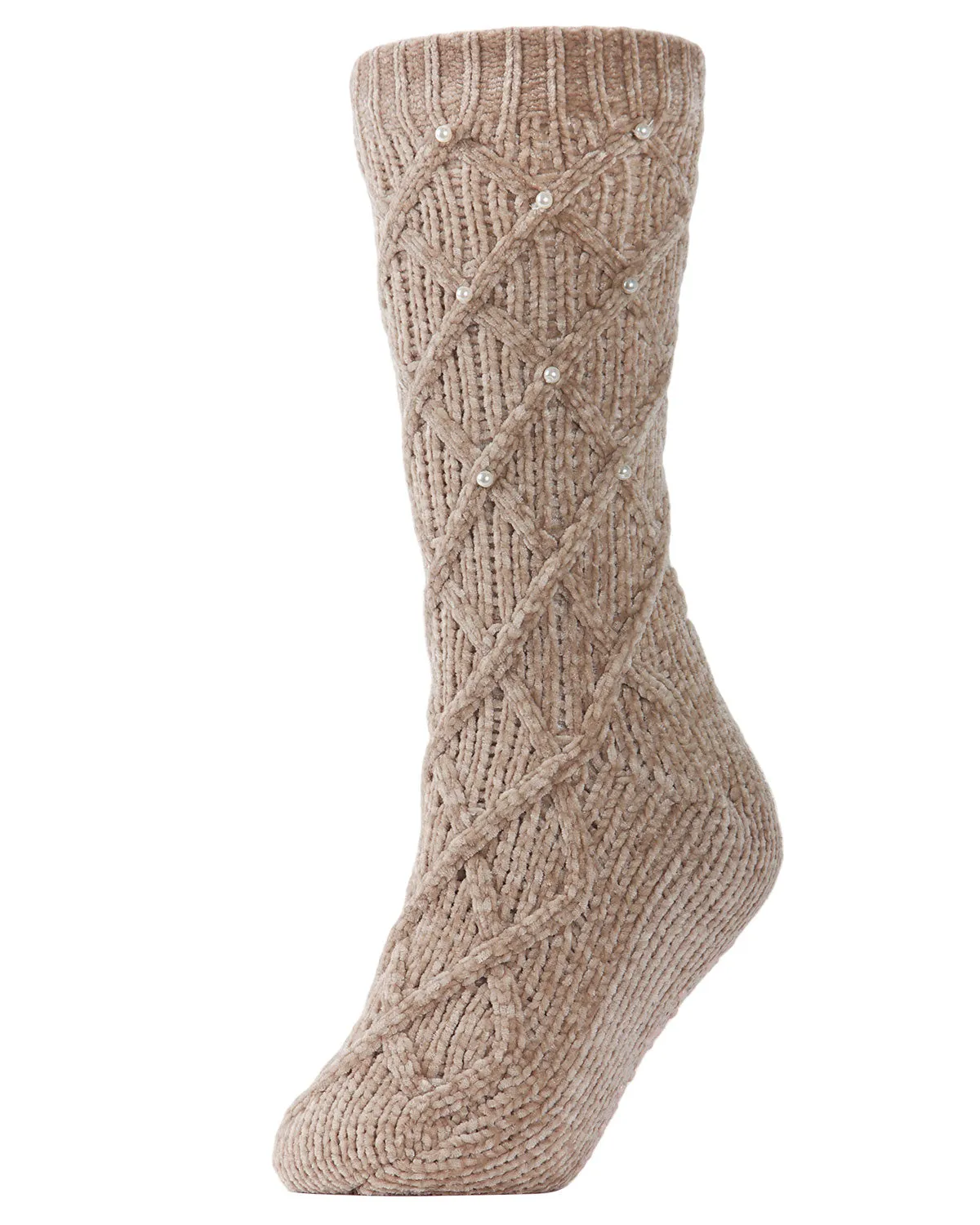 Women's Pearl Lattice Plush Lined Slipper Socks