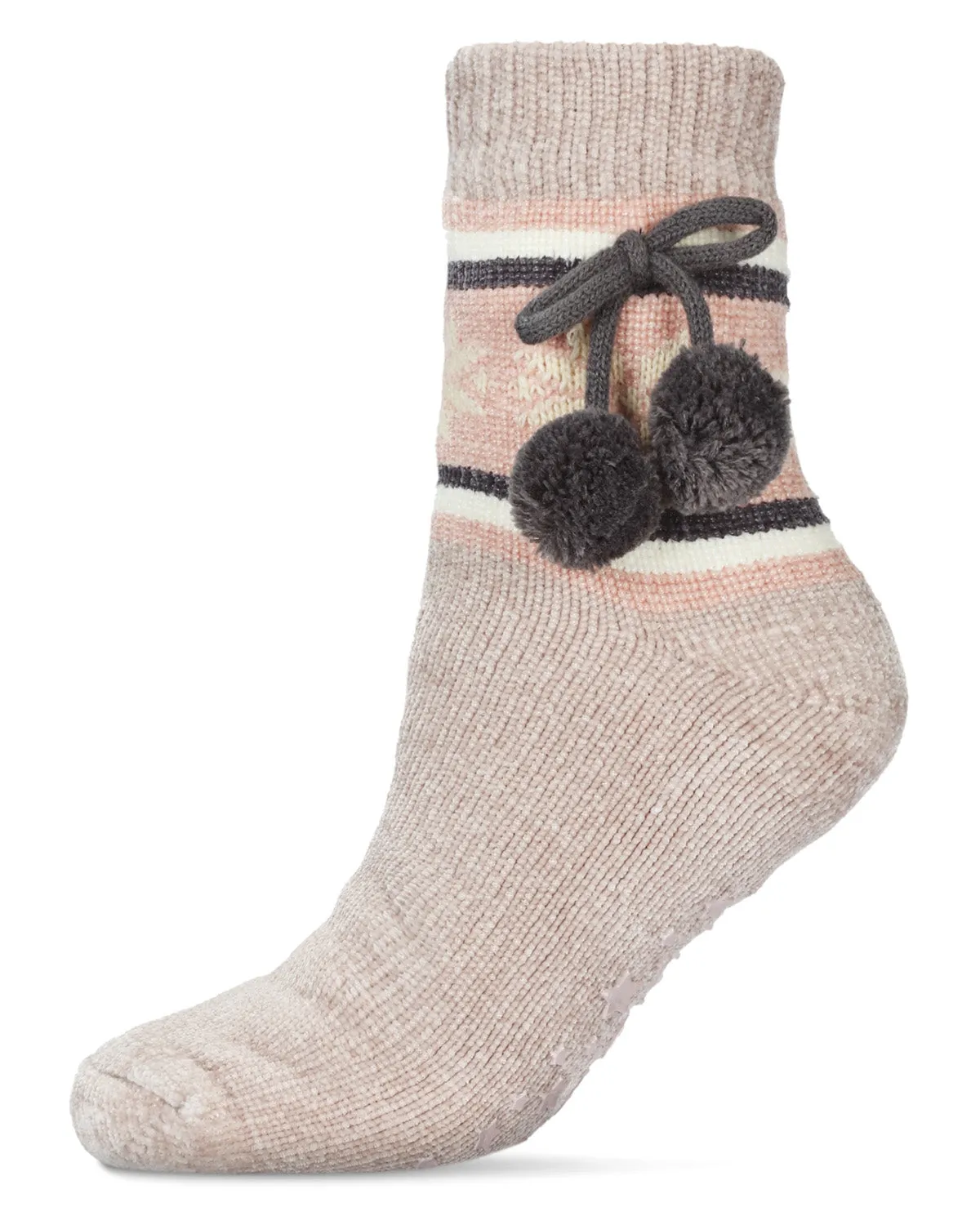 Women's Snowflake Pom Pom Plush-Lined Slipper Socks