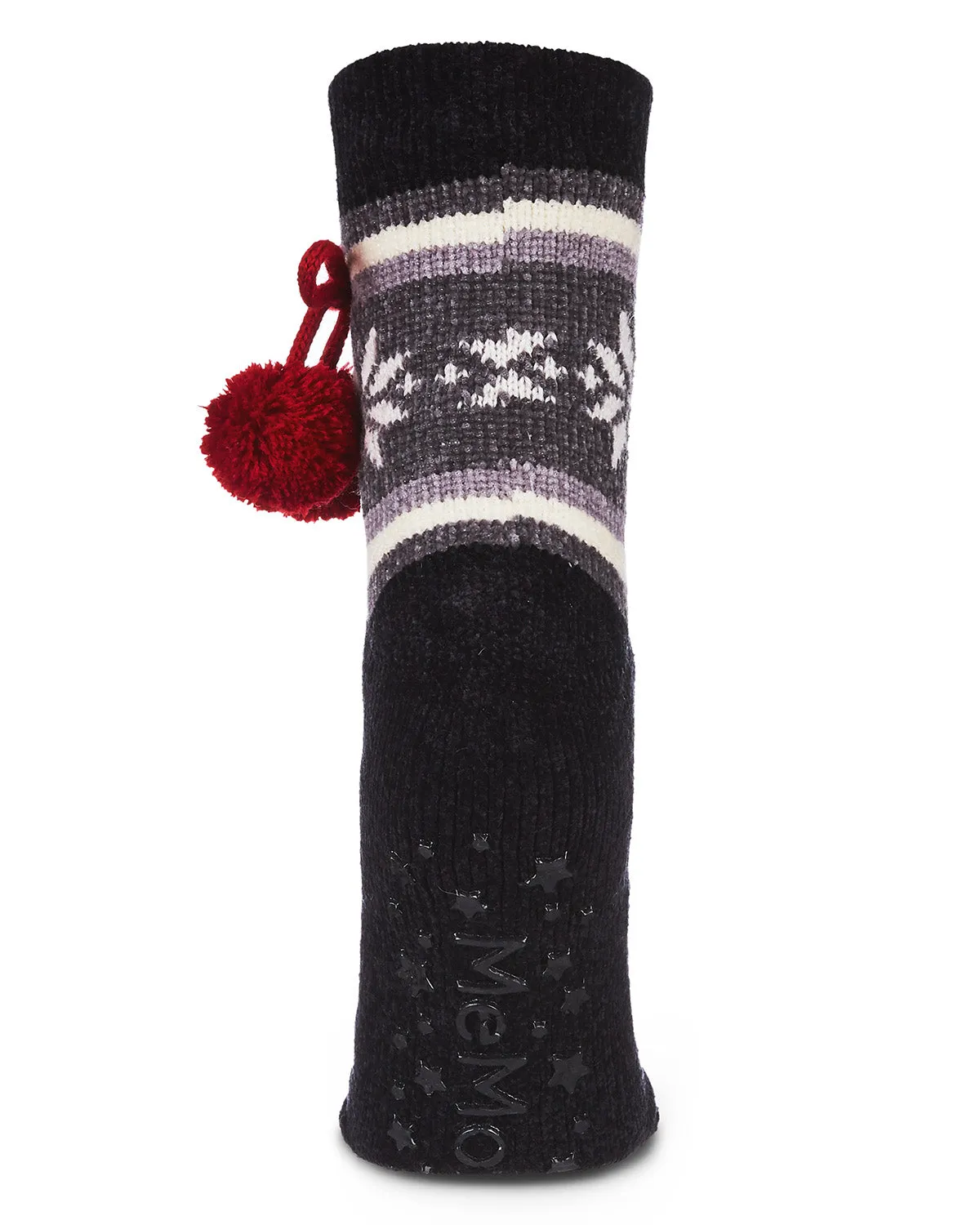 Women's Snowflake Pom Pom Plush-Lined Slipper Socks
